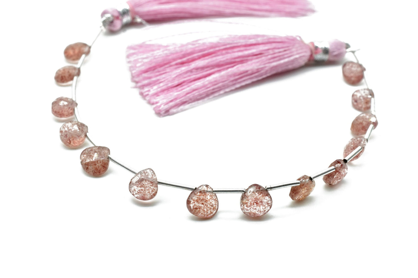 AAA Quality Strawberry Quartz Beads,Strawberry Quartz Briolettes,Faceted Pear Briolette,Beads Sparkly Full 6" Strand,,Wholesale briolettes,