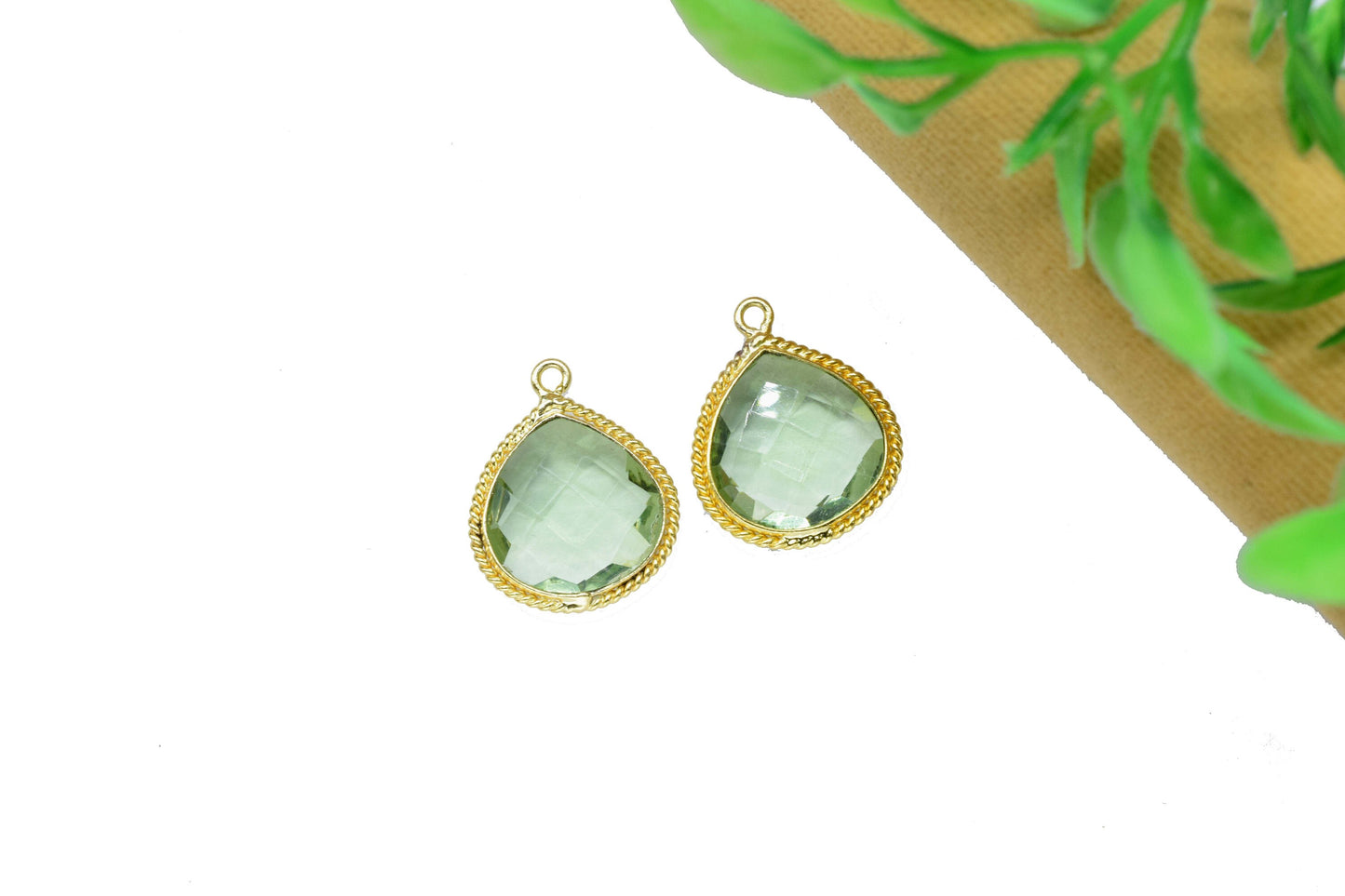 Green Amethyst Quartz 14mm Heart Shape charms,Green Amethyst Brass connector Gold Plating Jewelry Making Charms,Amethyst Single Bail Pendant