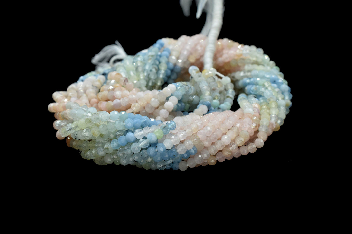 Multi Aquamarine Faceted Beads,Gemstone Beads Strand,3mm Rondelle,Multi Shaded Beads,Micro faceted beads,Aquamarine Strand Beads Jewelry