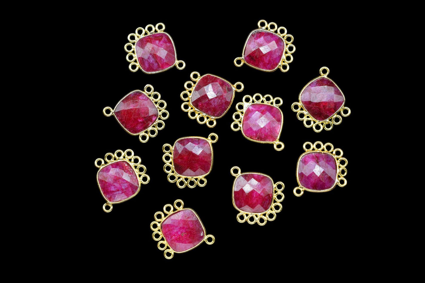 Natural Ruby 14mm Cushion Bezel Charms/Gemstone Single Bail/Component charm/Handmade Jewellery Connectors/Women Jewelry/Handmade Connector