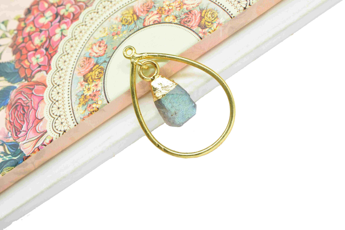 Mountain Rough Stone Pendant,Finding Teardrop,Electroplated Pendant Jewelry,Handmade Dangle Earrings,Station Link Supply,Gemstone Components