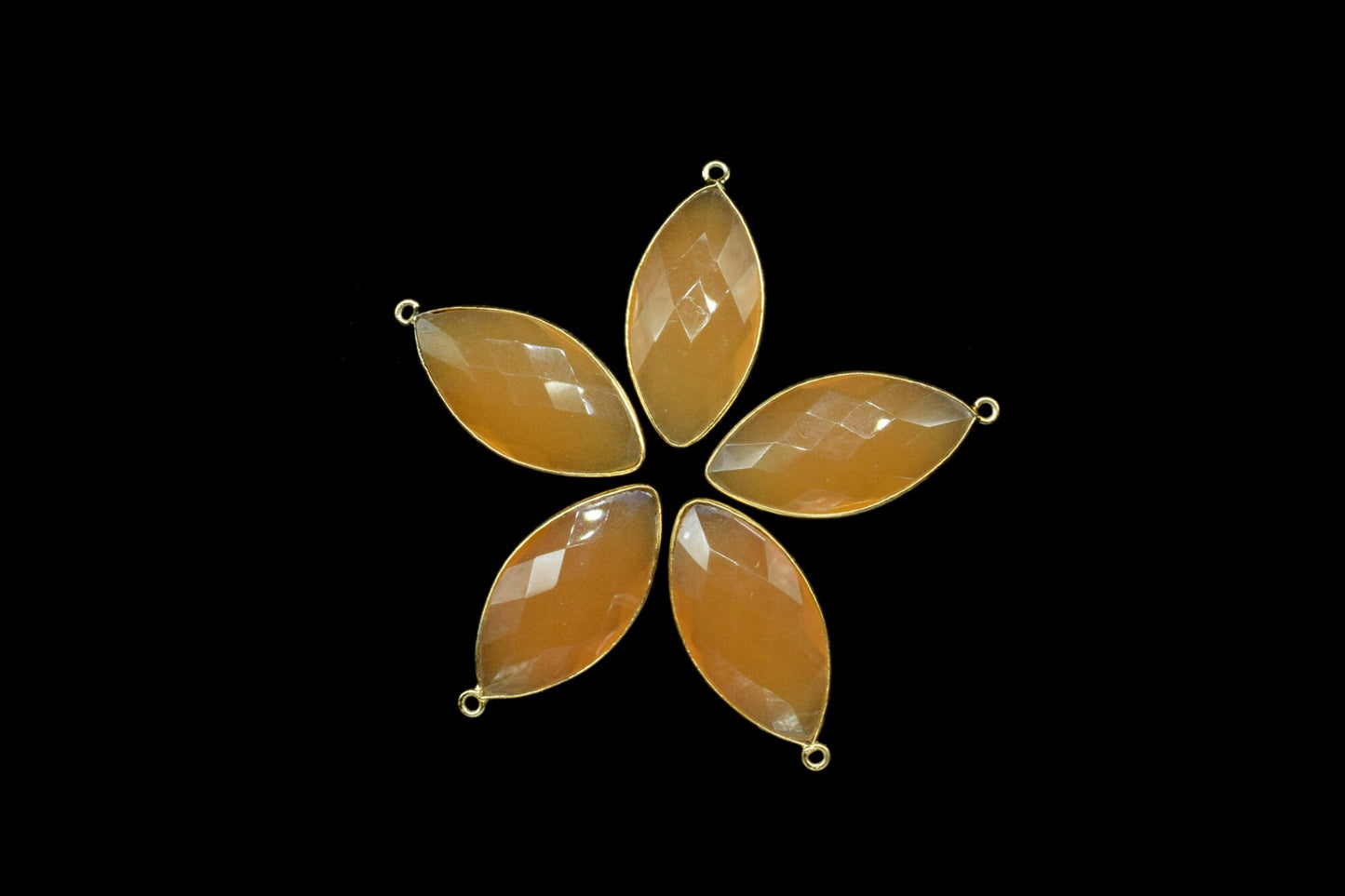 Peach Moonstone 15x30mm marquise shape single bail Connector,single bail Connector,Bezel links Connector,jewelry making Connector,Moonstone