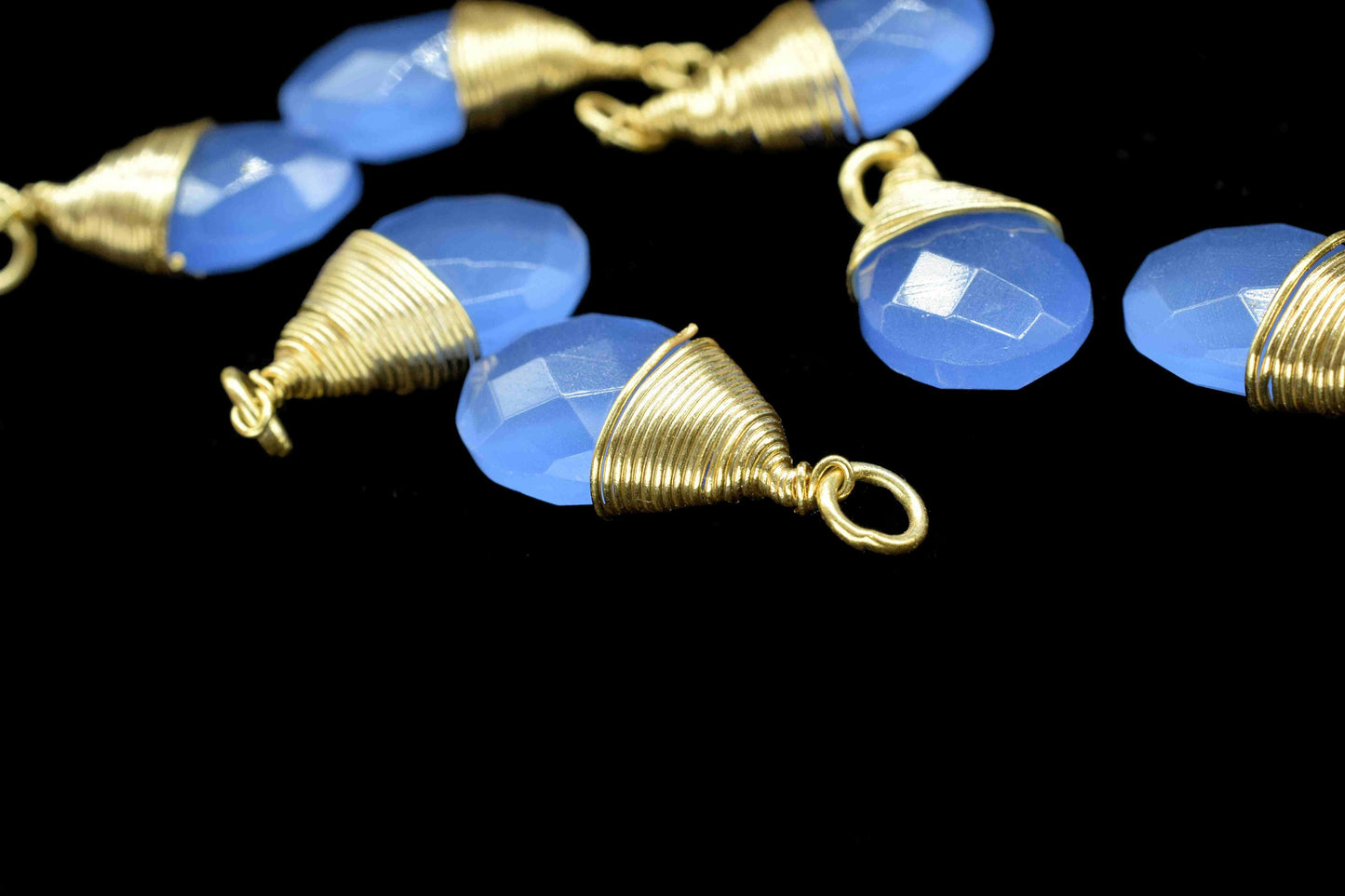 Blue Chalcedony Faceted Connectors, Blue Gemstone Wire Wrapped Pendant, 10x18mm Connector,Pendant Jewelry,Wire Wrapped Necklace,Blue Jewelry