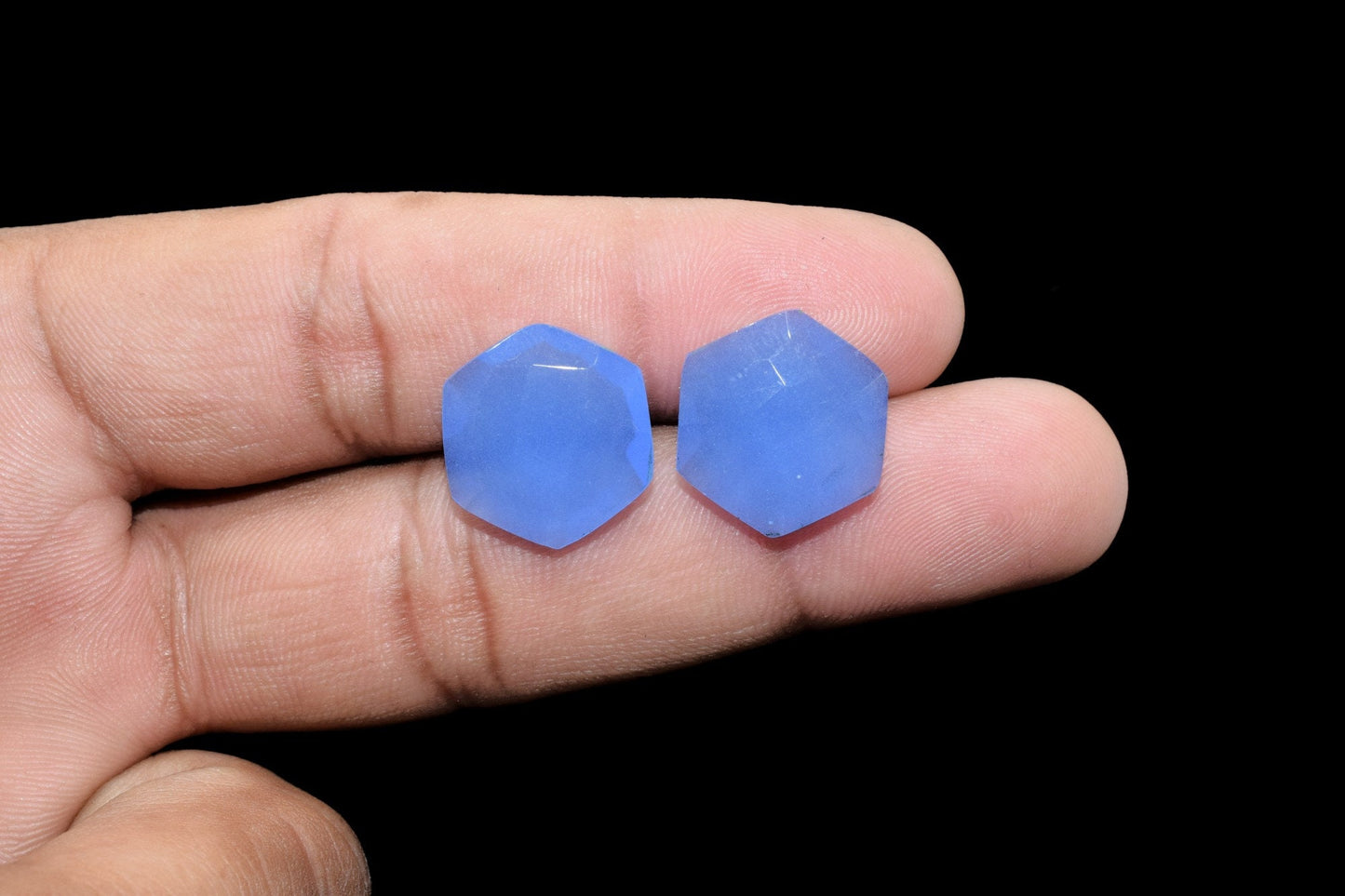 Blue Chalcedony Faceted Hexagon Briolette Beads,15mm Hexagon Beads,Blue Chalcedony Briolettes,Hexagon Faceted Beads,fancy Briolettes, Gift