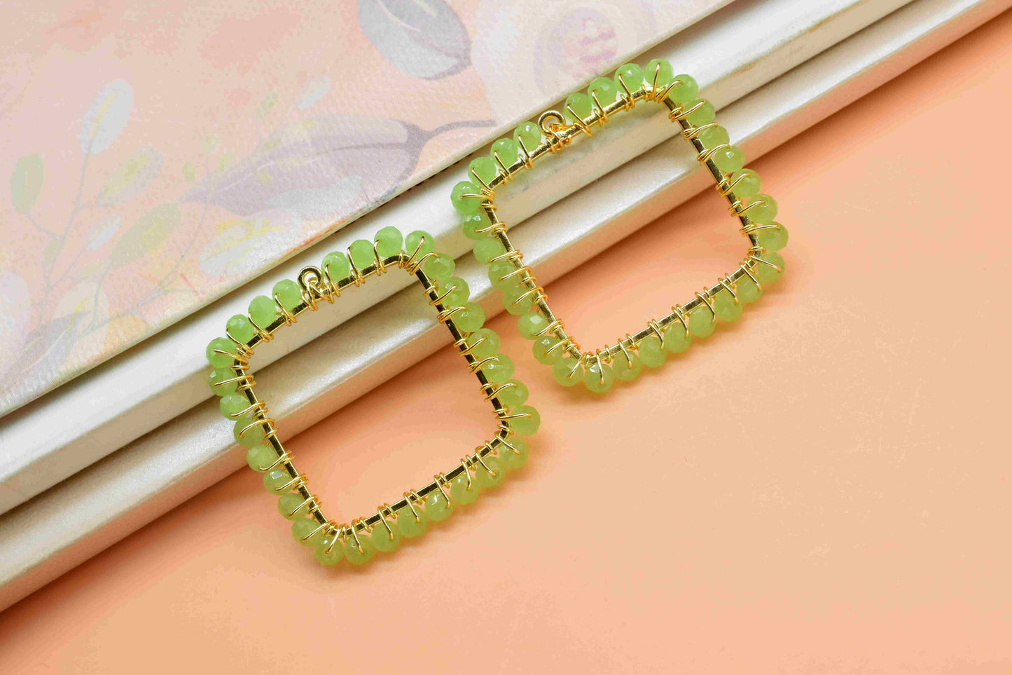 Prehnite Wire Wrapped Dangle Connector,Handmade Earring,Beaded Earring Connector,Finding Necklace Component Jewelry,Gemstone Components,Gift