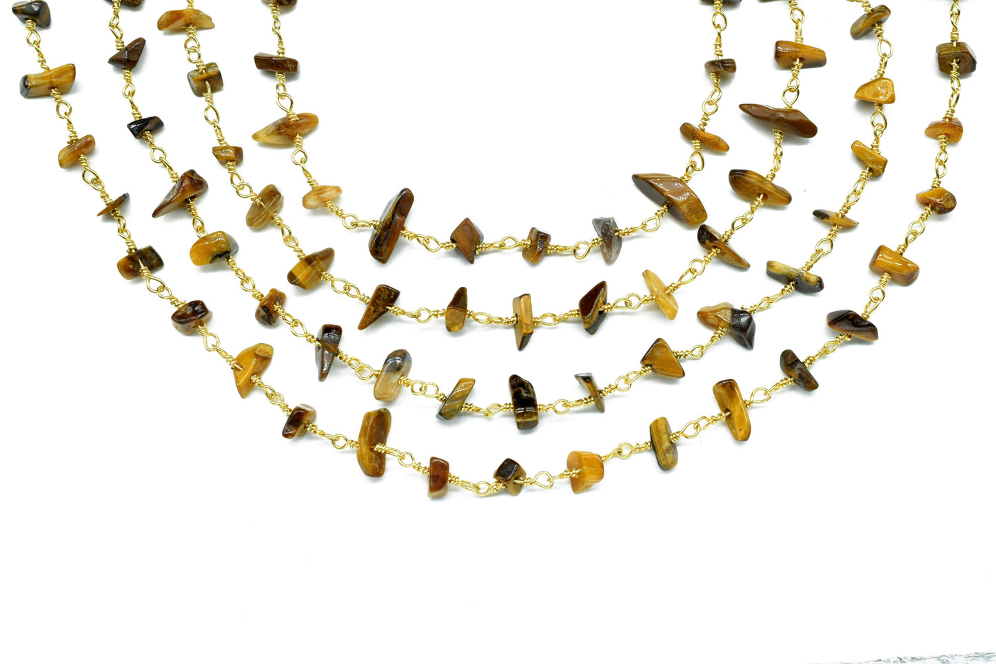 Tiger Eye Chips Rosary Chain,Nugget Rosary Chain,,Finding Wire Wrap Necklace Chain,Gemstone Rosary Chain,Handmade Jewelry Carft Supplies