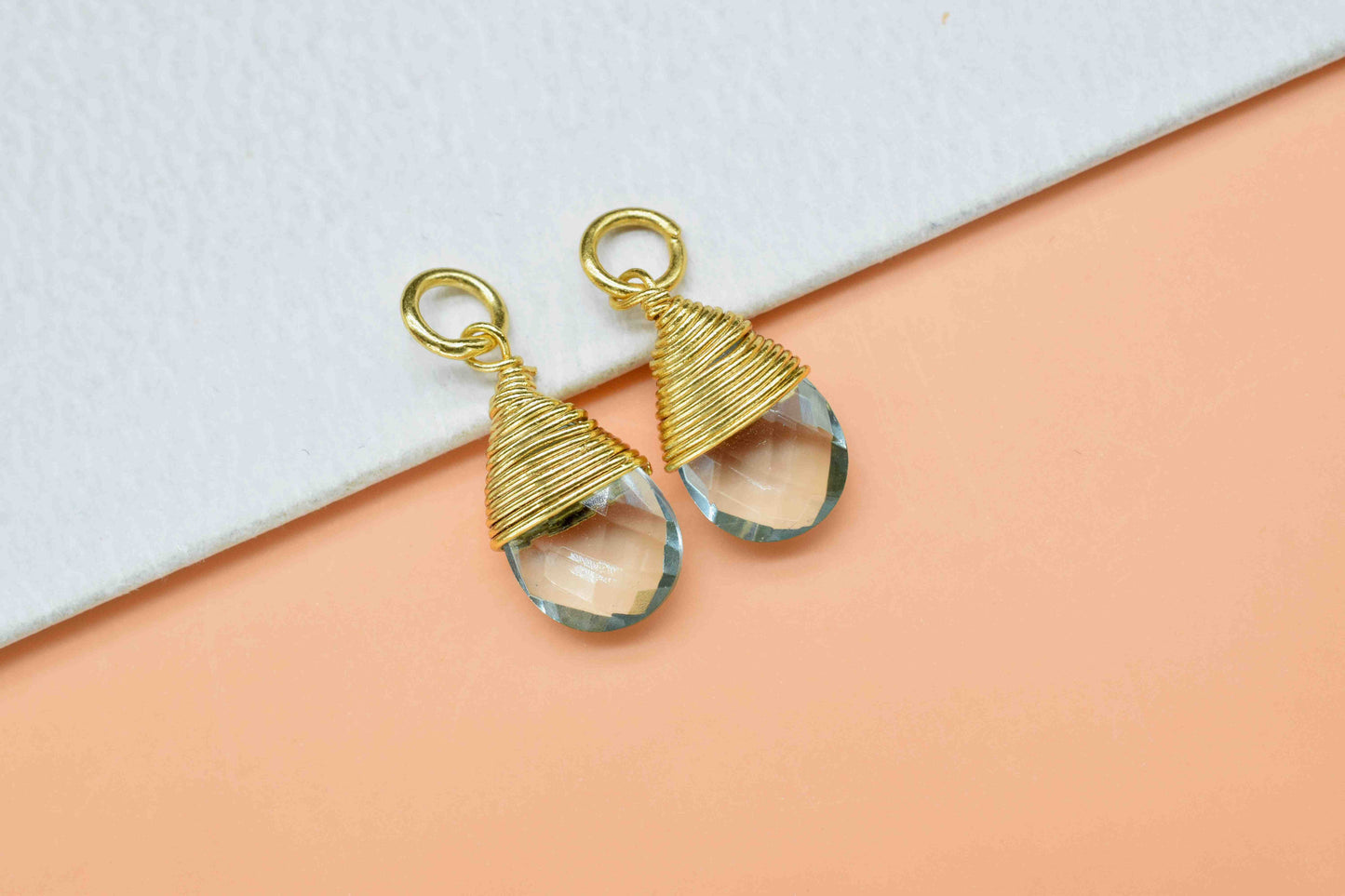 Sky Topaz Faceted Connector,Loop Connector,Pear Pendant Jewelry,Gemstone Wire Wrapped Pendant,Wire Wrapped Necklace,Sky Topaz Jewelry,Gift