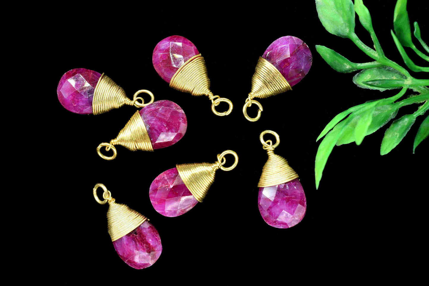 Natural Ruby Teardrop Faceted Connector,Gemstone Wire Wrapped Pendant,10x18mm Connector,Pendant Jewelry,Wire Wrapped Necklace,Ruby Jewelry