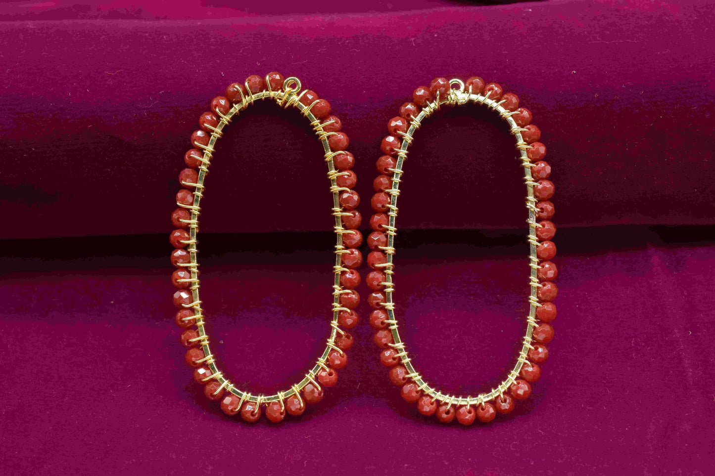 Natural Ruby Connectors, Ruby Wire Wrapped Jewelry, Beaded Findings Component,Oval Shape Earring Jewelry,Oval Pendant Components,Ruby Beaded