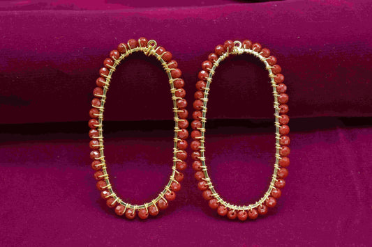 Natural Ruby Connectors, Ruby Wire Wrapped Jewelry, Beaded Findings Component,Oval Shape Earring Jewelry,Oval Pendant Components,Ruby Beaded