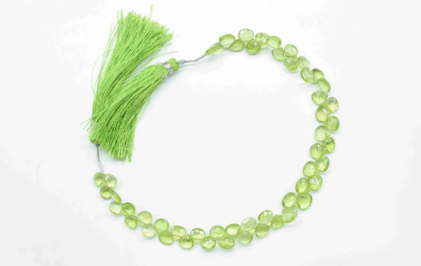 Natural Peridot Heart Briolettes,Handmade Station Link,Strand Beads jewelry,Gemstone Heart Beads Necklace,Loose faceted Briolettes Jewelry