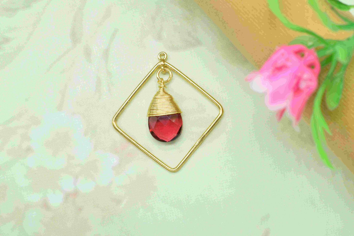 Handmade Square Pendants,Finding Square Connectors,Teardrop Beads Dangle Earring,Station Link Supply,Gemstone Jewelry,Wire Wrapped Component