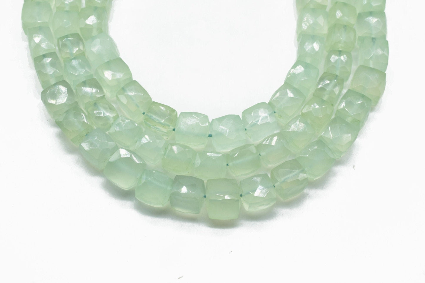 Natural Prehnite faceted Cube Gemstone Beads,Superfine Prehnite Box Bead Size 8MM,Prehnite Beads, 3D Cube Box 8" strand,Prehnite jewelry