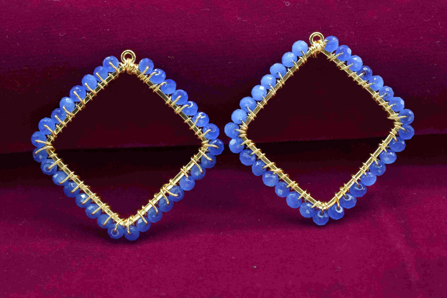 Aqua Quartz Wire Wrapped Dangle Connector, Gemstone Component, Finding Necklace Component Jewelry, Beaded Link Connector, Handmade Component