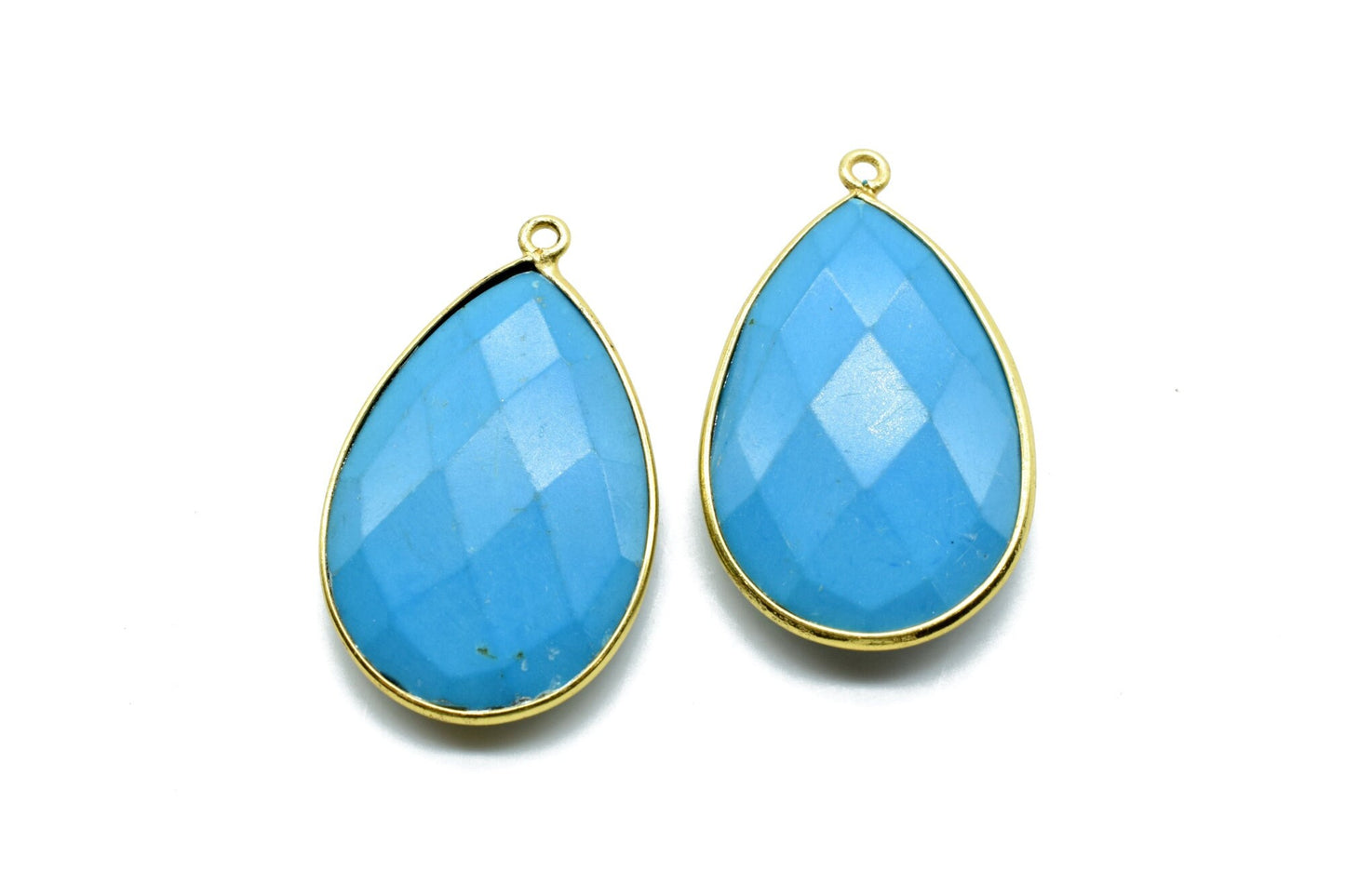 Natural Turquoise 20x30mm Pear Shape single Loop Charm,Turquoise Faceted Pear Shape Connector,Bezel Pear Shape Connector,Turquoise charms