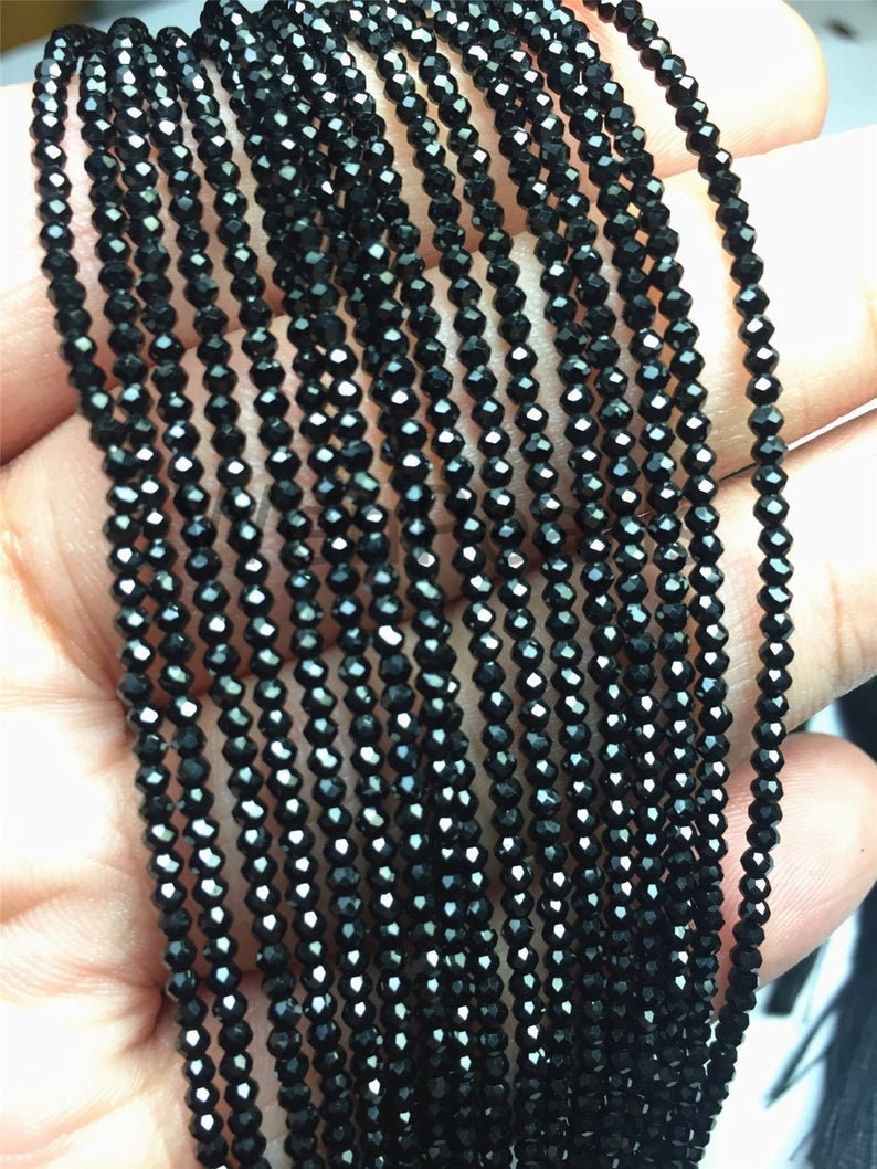 Natural Black Spinel Faceted beads,AAA quality beads,Jewelry making beads,Semi Precious beads,Spinel rondelle beads,Tiny beads, stone beads