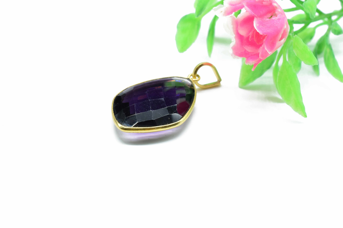 Amethyst 20x30mm Bezel Necklaces,Kite Shape Pendant,Single Bail Connector,Gemstone Bezel Charms,Handmade Bezel Pendant,Amethyst Jewelry,Gift