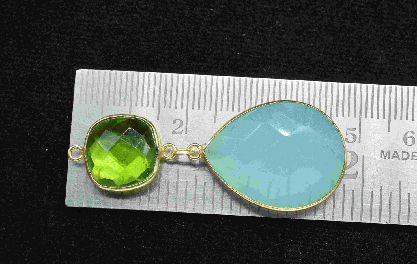 Aqua Chalcedony Component pendants,Multi Gemstone Dangle Earring,Peridot Connector jewelry,Dangle pendant Charms,Handmade Station Bezel Link