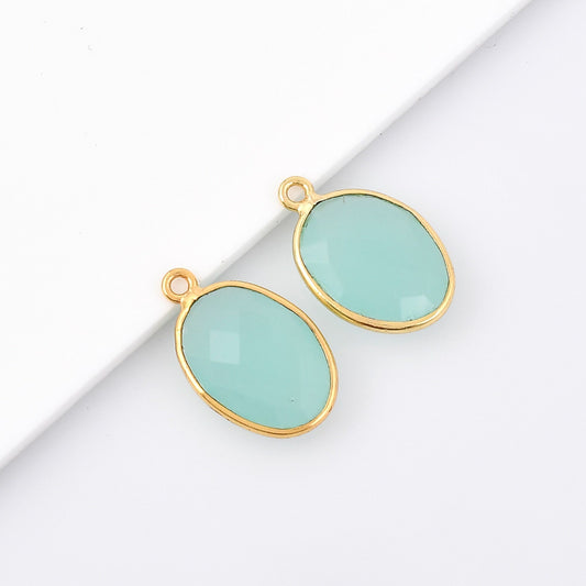 Aqua chalcedony 10x14mm Oval  Bezel pendant,Chalcedony Gold Plated bezel,Aqua chalcedony Bezel,Gold Vermeil Bezel,jewelry Gold-Filled bezel