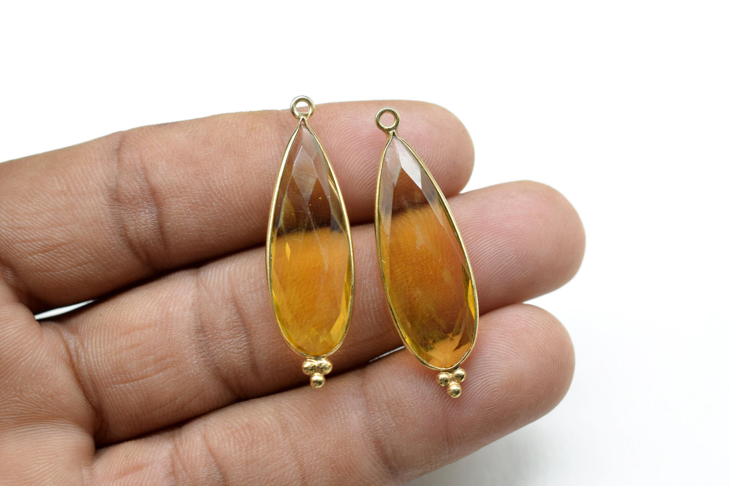 Citrine Quartz 10x30mm Bezel charms,Citrine Pendants,Jewelry making Connectors,Yellow Gemstone Bezel Connectors,Designer Bezel charms,Gifts