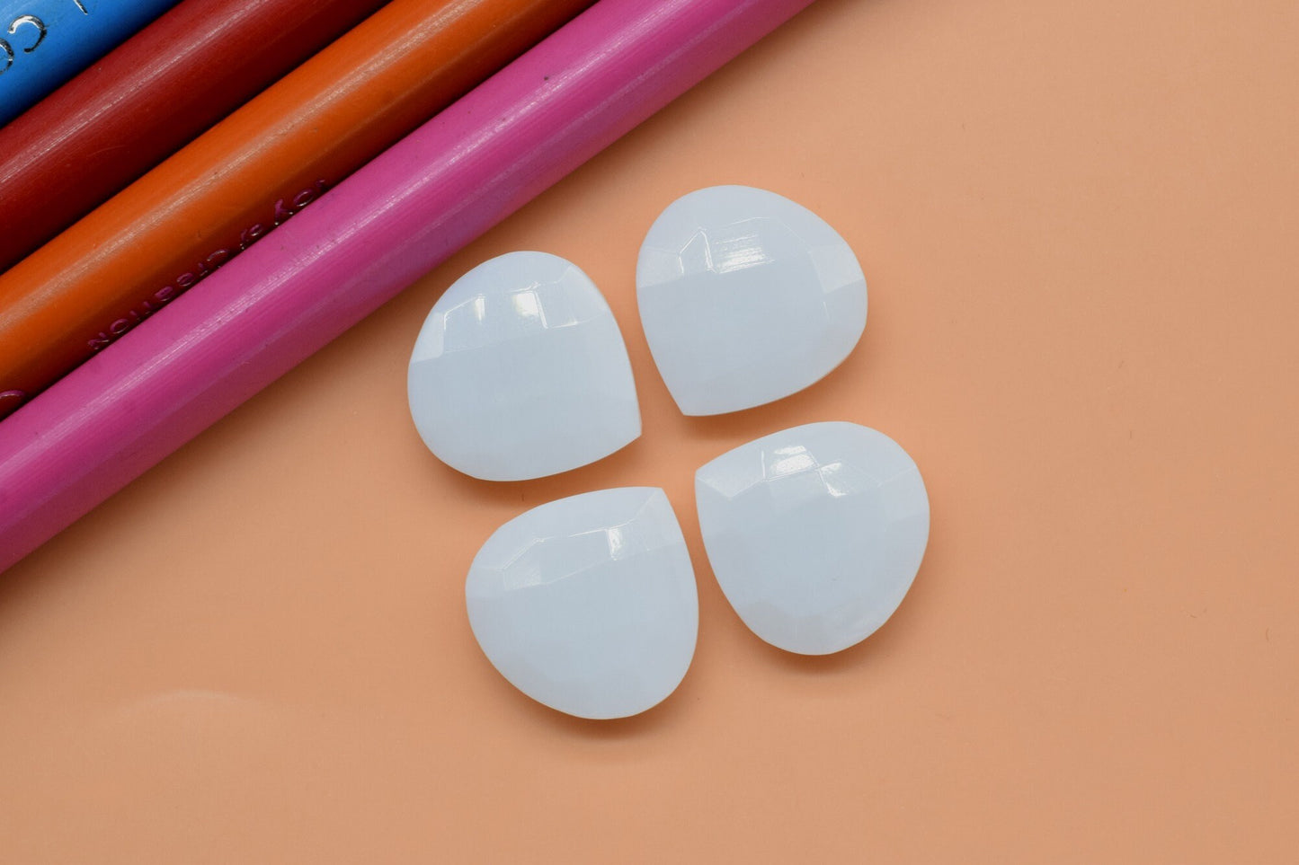14mm White Agate Faceted Heart Shape Beads,White Agate Briolette,Hangmade Briolettes,Jewelry Making Bead,White Agate jewelry,Agate briolette