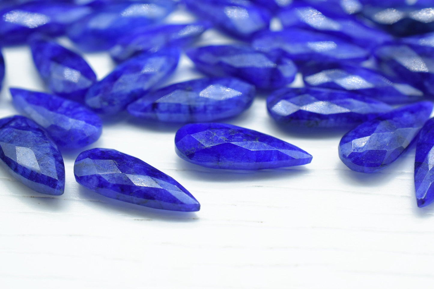 Natural Blue Sapphire 8x20mm Faceted Pear Shape Briolettes,Teardrop Faceted Beads,Blue Sapphire Briolettes,AAA Quality,Sapphire Jewelry Bead