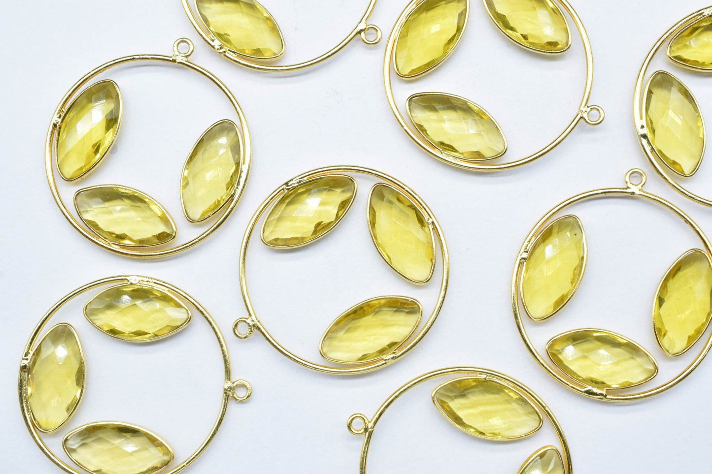 Citrine Quartz Round Pendants,Findings Round Necklace,Citrine jewelry,Gemstone Single Bail Connectors,Handmade Marquise Shape Jewelry,Gift