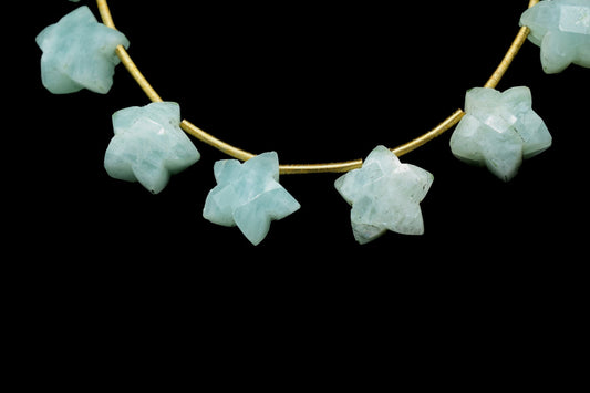 16 Pieces Excellent Quality Natural Amazonite Carved Star Briolettes, Amazonite Carved Shape Briolette Beads,Cut Stone Star Shape Briolettes