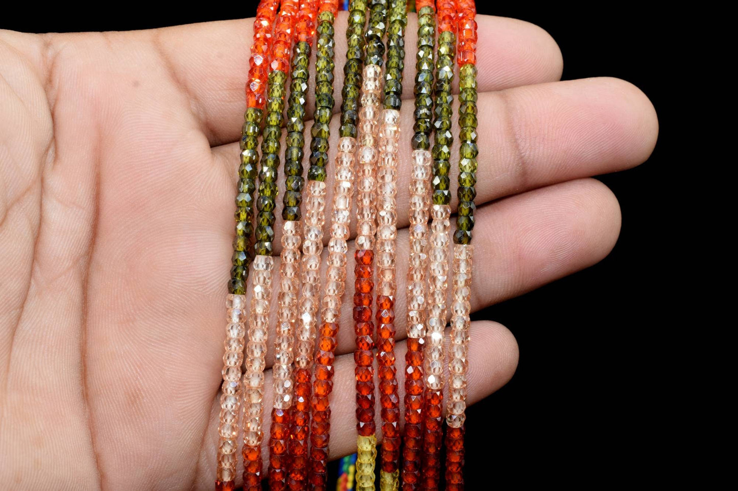 5 Strands AAA Quality Multi stones 3mm Faceted Rondelles Ready To Wear Necklace,Multi Zircon Rondelles Beads 3mm,CZ Rondelle Beaded Necklace