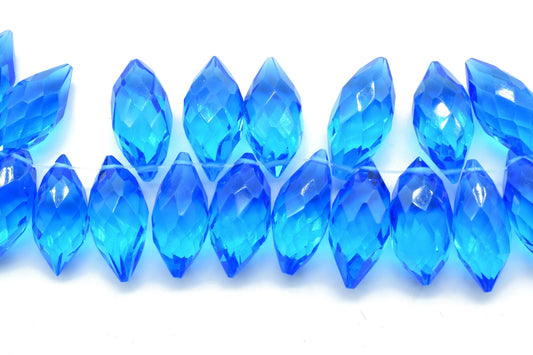 Blue Topaz Dew Drop Foxtail Beads,7x14mm Dew Drop briolettes,Fancy Cut Dew Drop Foxtail Briolette,Foxtail Gemstone Beads,Matched Pair Beads
