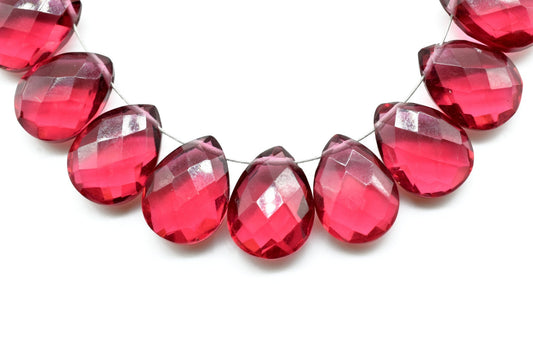 Pink Tourmaline Teardrop strand,9x13mm Pear Shape Pink Tourmaline Briolettes,Pink Tourmaline faceted pear shape bead,Pink Gemstone Briolette