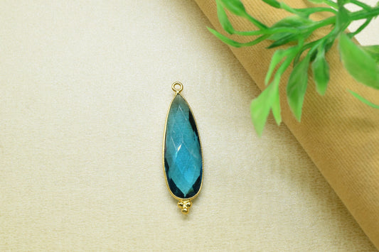 Neon Apatite 10x30mm Bezel charms,Bezel Link Supplies,Neon Apatite Jewelry making,Connector Pendant,Gemstone Teardrops,Neon Apatite Pendant