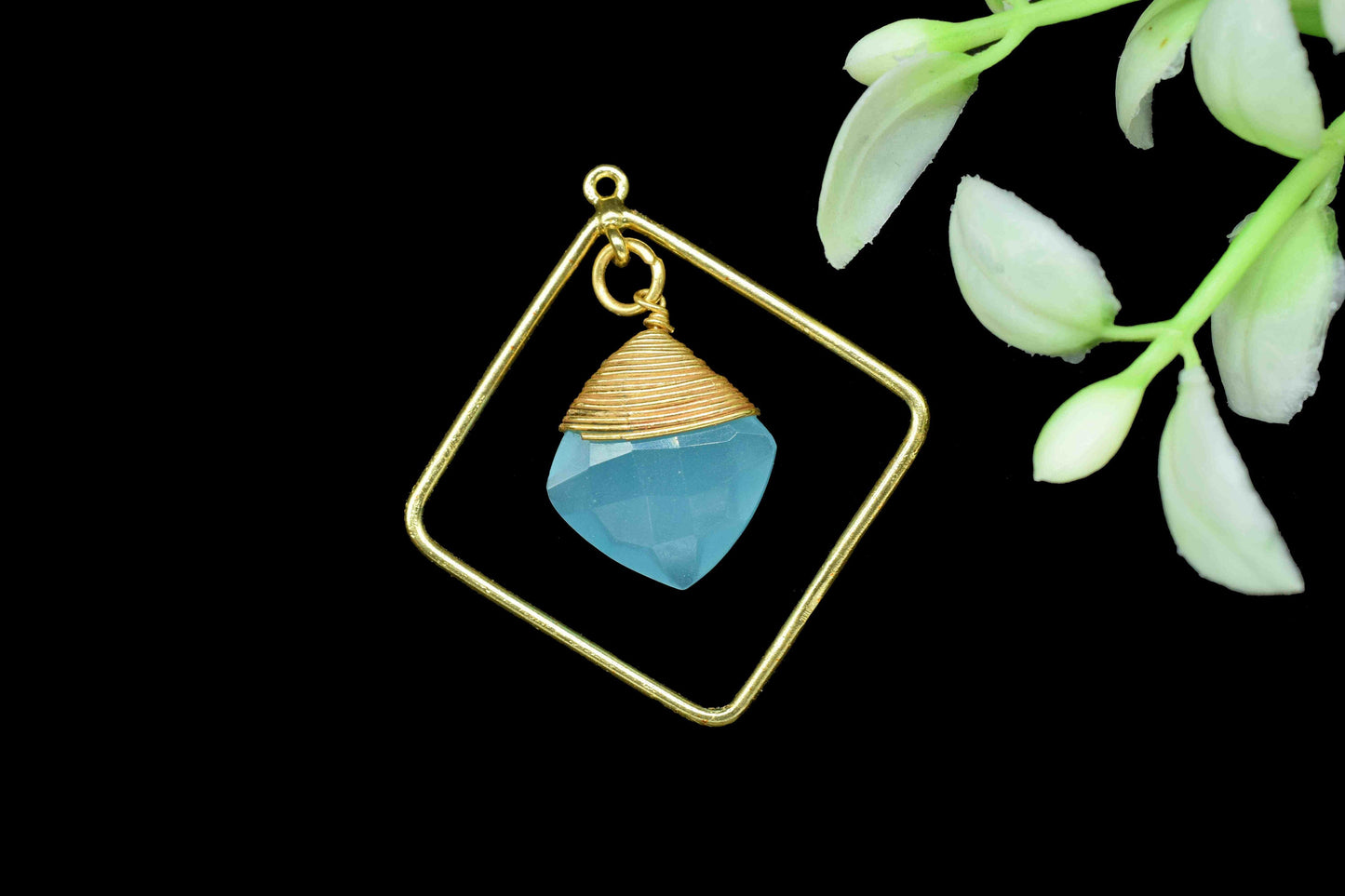 Gemstone Square Bezel Pendant Connectors,Beads Pendant Jewelry,Station Finding Link,Gemstone Craft Supply,Handmade Square Beads Jewelry,Gift