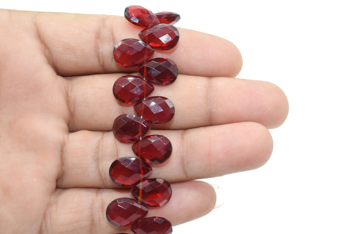 Red Garnet Quartz 9x13mm Faceted Pear Briolettes - Faceted Briolettes - Calibrated Gemstone - Chalcedony Pear Briolette,wholesale beads