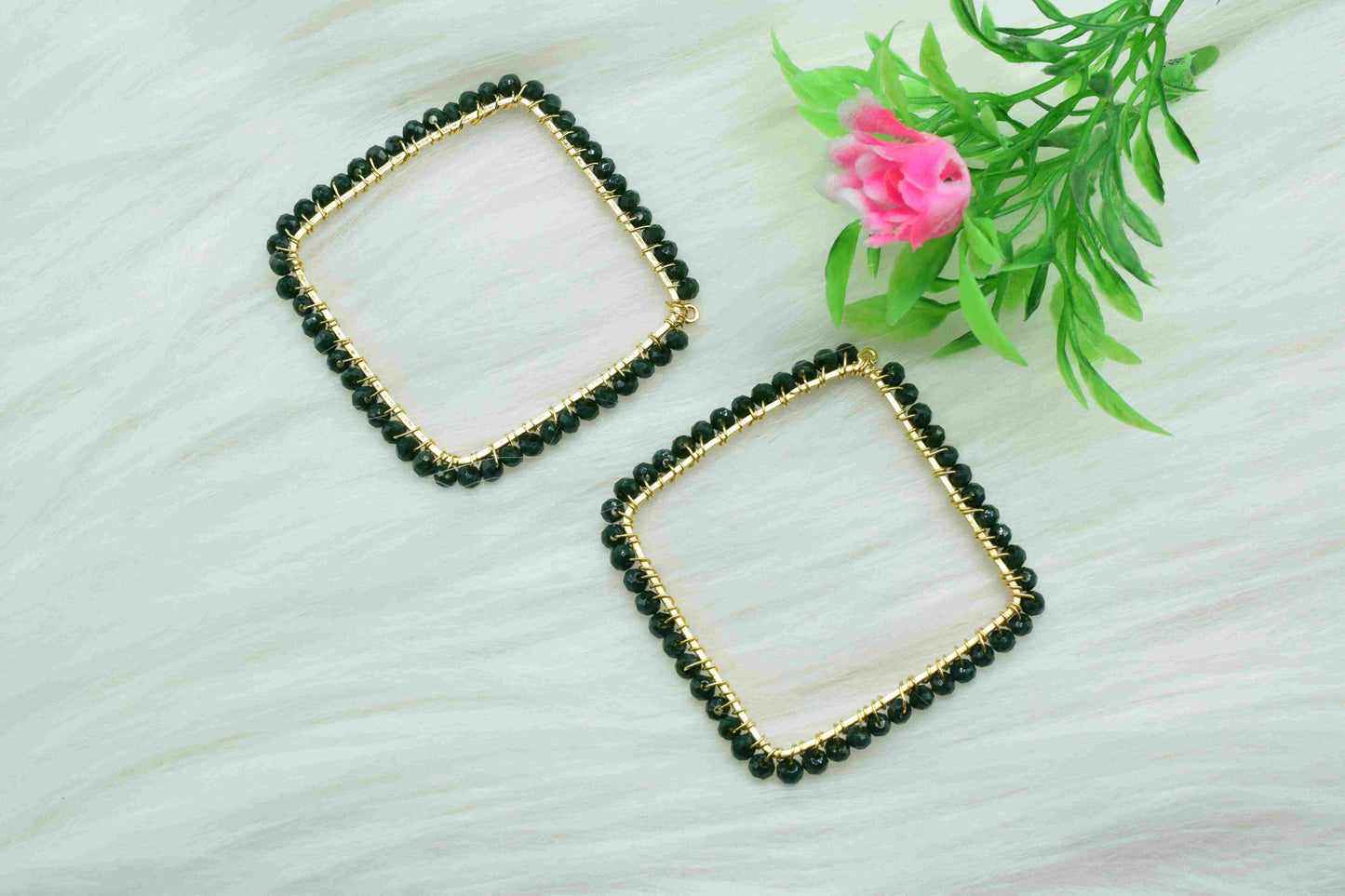 Green Agate Wire Wrapped Dangle Connector,Beaded Earring,Square Shape Pendant Component,Handmade Earring,Finding Component Agate JewelryGift