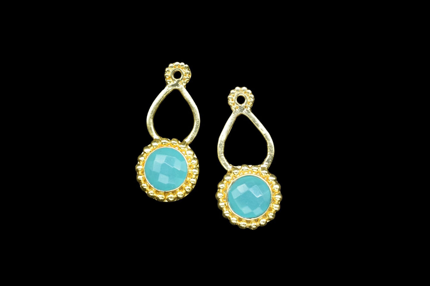 Aqua Chalcedony Designer Pendant/Jewelry making Stone/Chalcedony Pendant Charm/Handmade Jewelry Component/Round Shape Stone/Connector/Gift