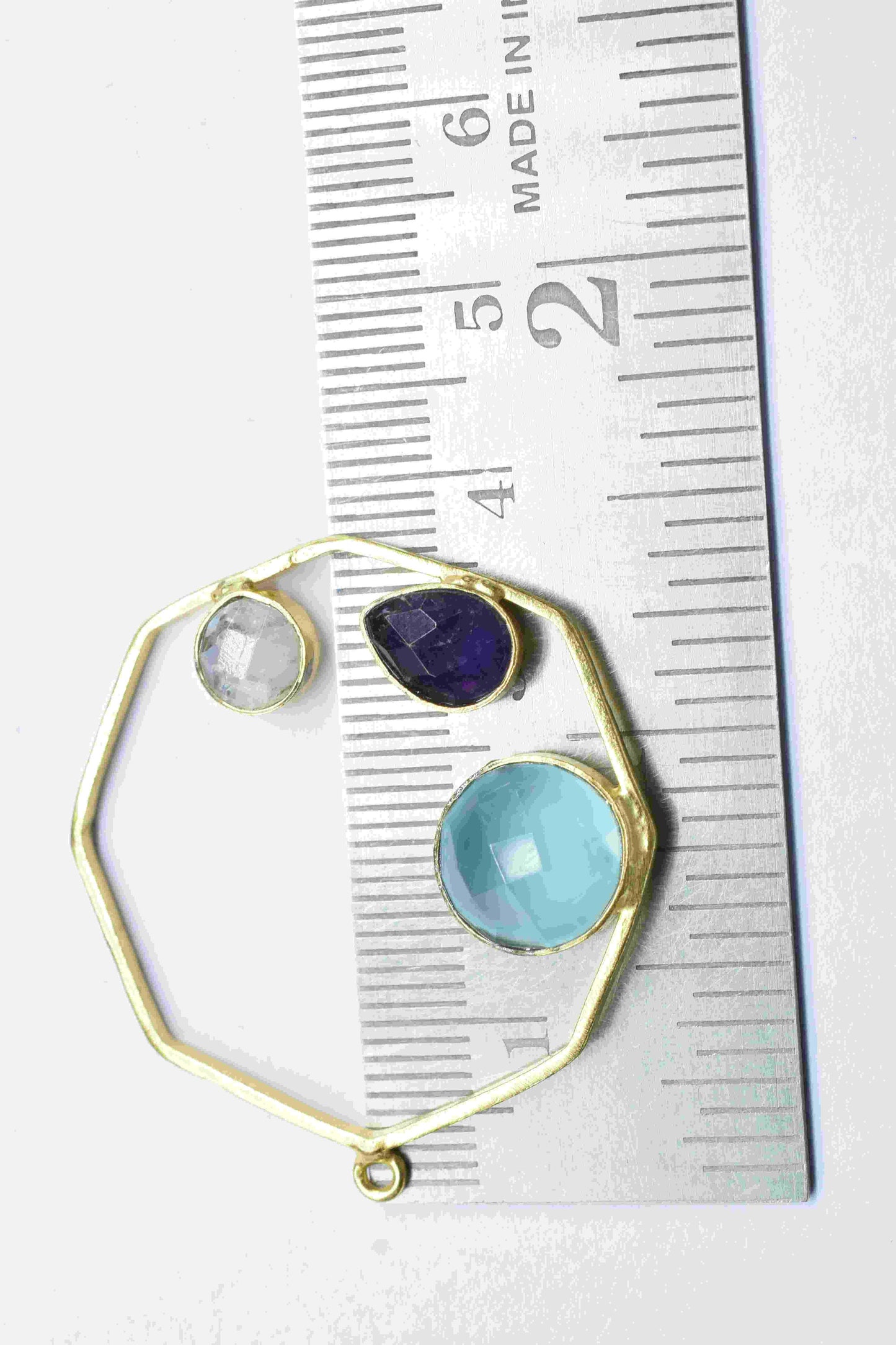 Aqua Chalcedony 10mm Round Shape Pendant,Finding 32mm Hexagon Shape Jewelry,Moonstone 6mm Round Shape Jewelry,Multi Stone Amethyst Pendant