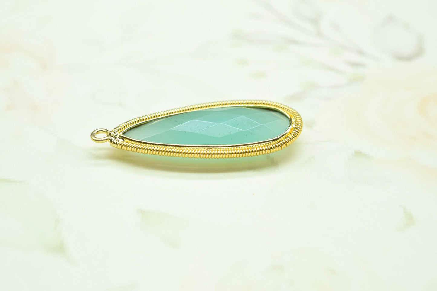 Aqua Chalcedony 10x30mm Charms,Gemstone Bezel connector,Single Bail Pendant Charm,Handmade pendant Jewelry,Teardrop Charms connector,Gift