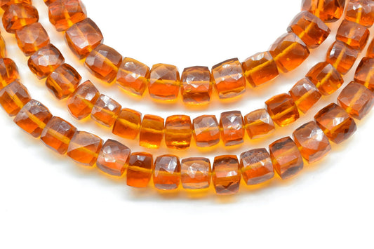Golden Citrine Cube Beads,Natural Gemstone Faceted Cube Strand,3D Square Shape Nuggets,8MM Cube Faceted Beads,Citrine Briolettes Beads,