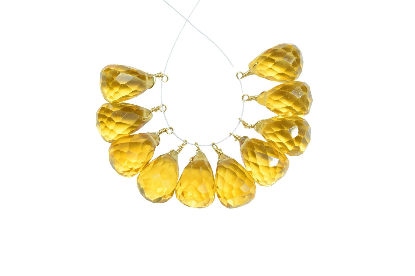 Citrine 10x14mm Faceted Drops,Citrine Wire Wrapped Gemstone Connector ,Citrine dainty Pendant,Citrine Connector Charms,Citrine Teardrop Bead