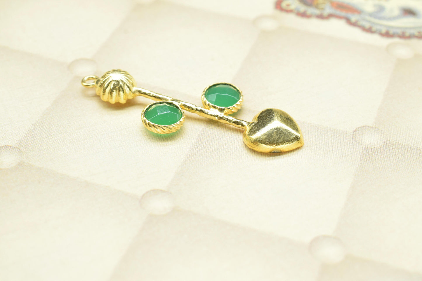 Green Onyx Round Pendant/Dual Stone Charms/Green Onyx Faceted Cut Gemstone/Jewellery Essentials/Handmade Items/Charms & Pendants/Single Bail
