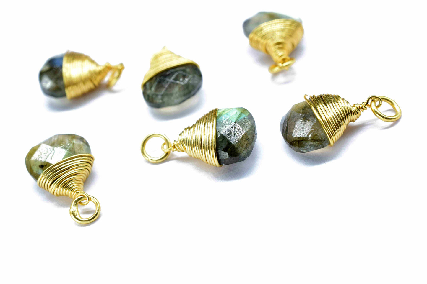 Labradorite Heart Faceted Connector, Wire Wrapped Gemstone Pendant, Gemstone Connector,Faceted Necklace,10mm Heart Shape,Labradorite Jewelry