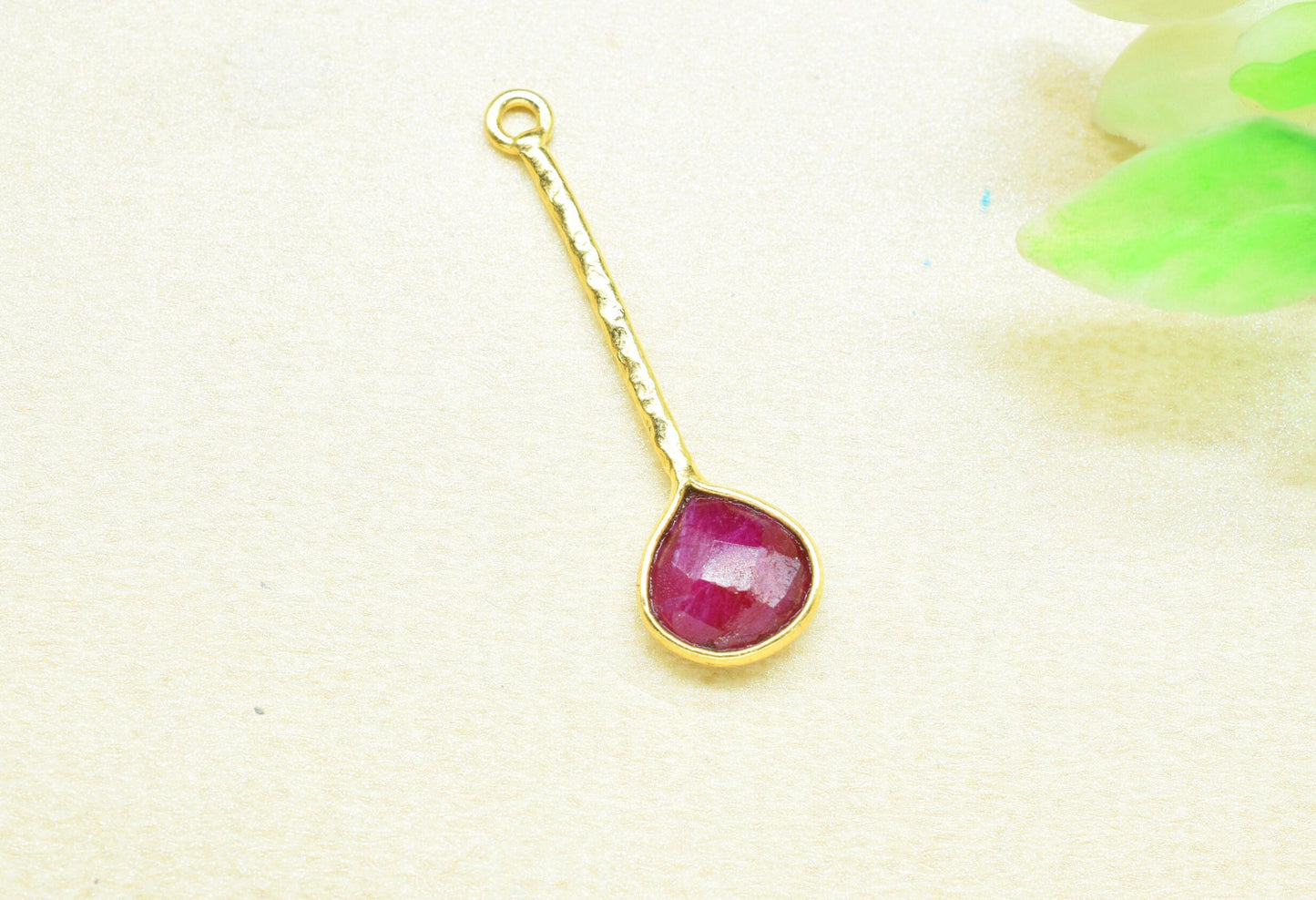 Natural Ruby Pendant/Gemstone Component/Faceted Ruby Single Bail Charm/Necklace Pendant/Heart Shape Charm/Wholesale Supply/Made for her