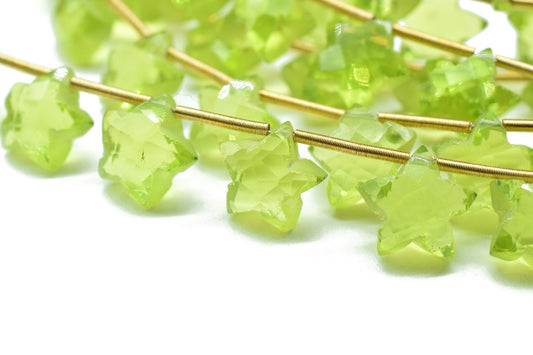 10 Pieces Excellent Quality Natural Peridot Carved Star Briolettes, Peridot Carved Shape Briolette Beads,Cut Stone Star Shape Briolettes