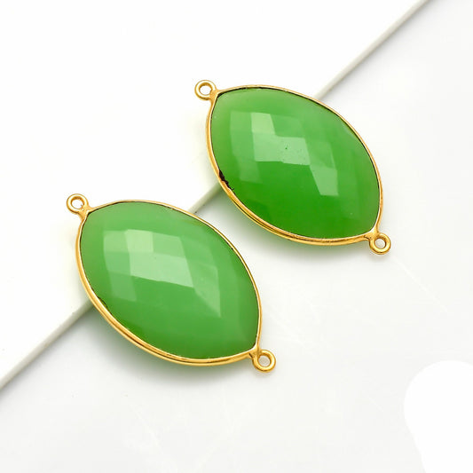 Chrysoprase 20x30mm Marquise Shape bezel,Gold Plated bezel,Chrysoprase Bezel Charm,Gold Vermeil Bezel,jewelry making charm,Gold-Filled bezel