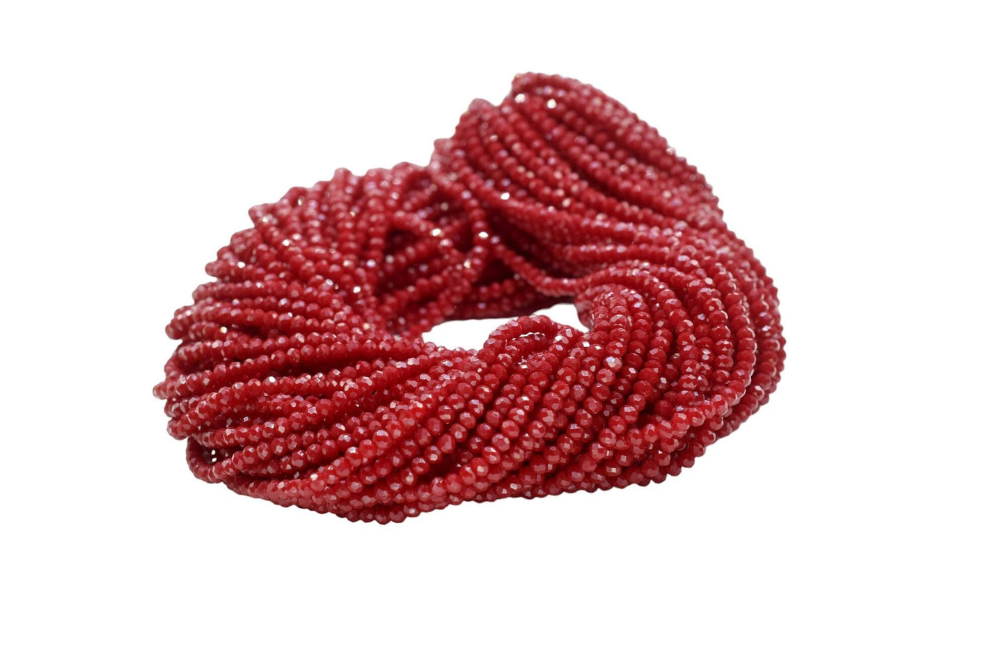 Red Ruby 3.50mm Faceted Beads,Ruby Jewelry Making beads,Red Gemstone Wholesale Beads supplier,Red Ruby Quartz Beads,Ruby Roundel Bead Strand