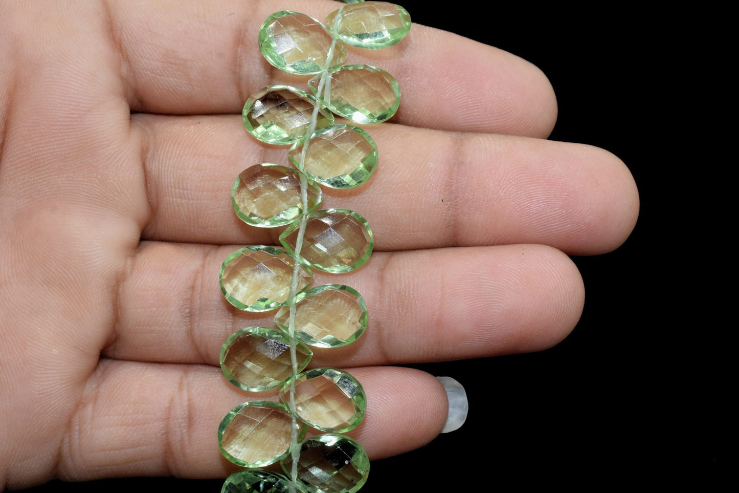Green Amethyst Quartz Beads,Green Amethyst Quartz Faceted Almond Pear Beads,AAA Quality Green Amethyst Briolettes,9x13mm brioletts