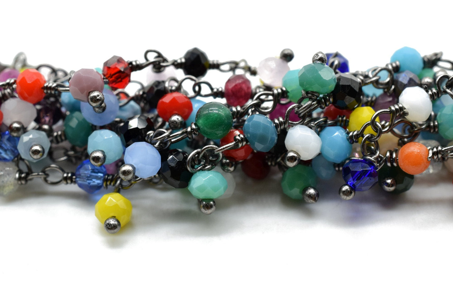 Multi Stones Cluster Rosary Chain,beaded Flower Chain Beads 3mm Rondelle faceted,Cluster Rosary Chains,Dangling Flower Chain,Rosary Chain