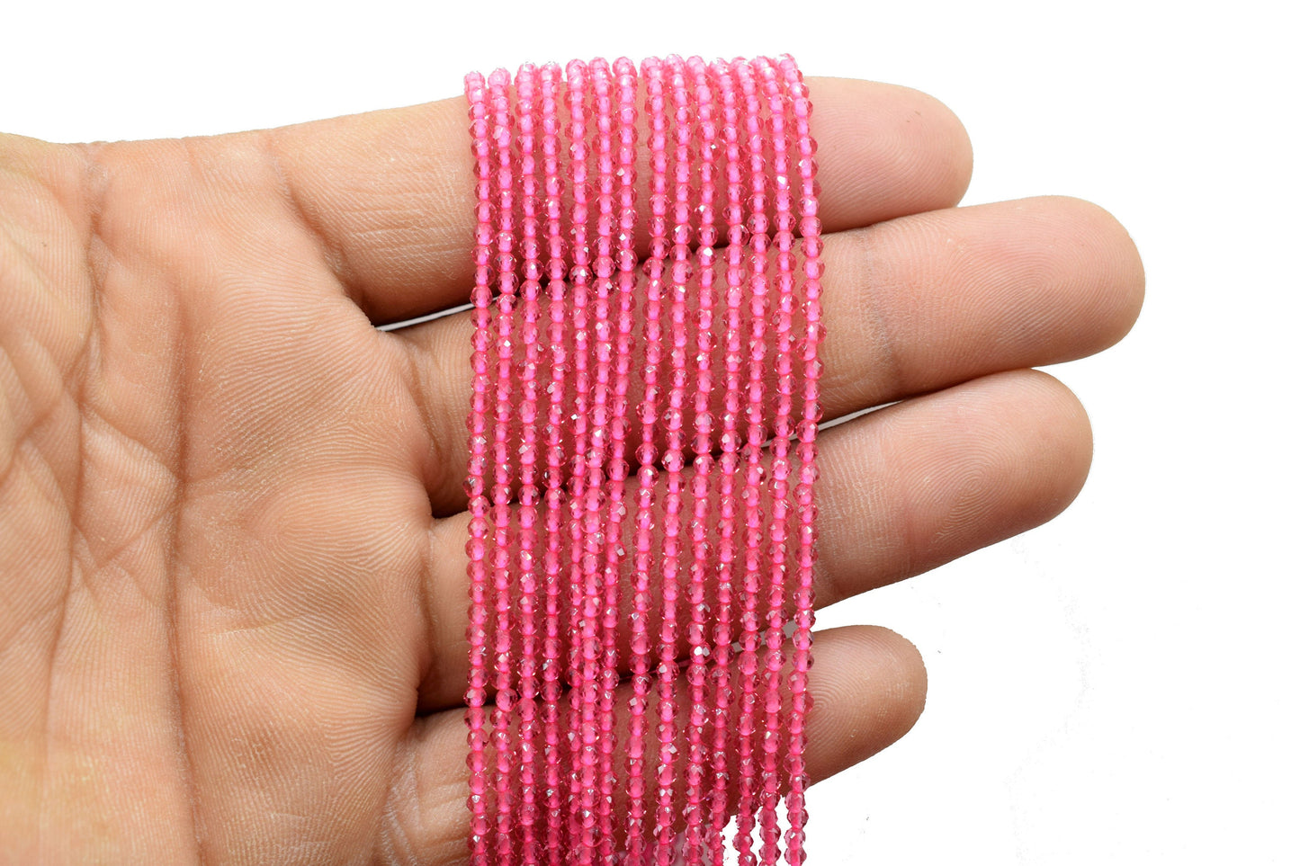 Pink Faceted Beads/Beads Strand/Jewerly Making Beads/3.5mm Pink Stone Beads Strand/Loose Beads/Rondelle Beads/Full Strand Beads/Gift