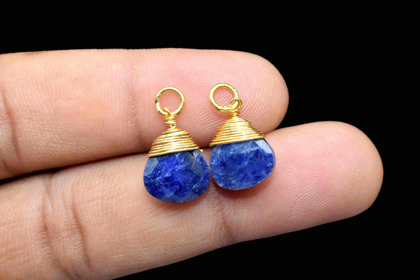 Blue Sapphire Faceted Connectors, 10mm Heart Shape Connectors, Pendant Jewelry, Gemstone Wire Wrapped Pendant, Wire Wrapped Necklace Jewelry